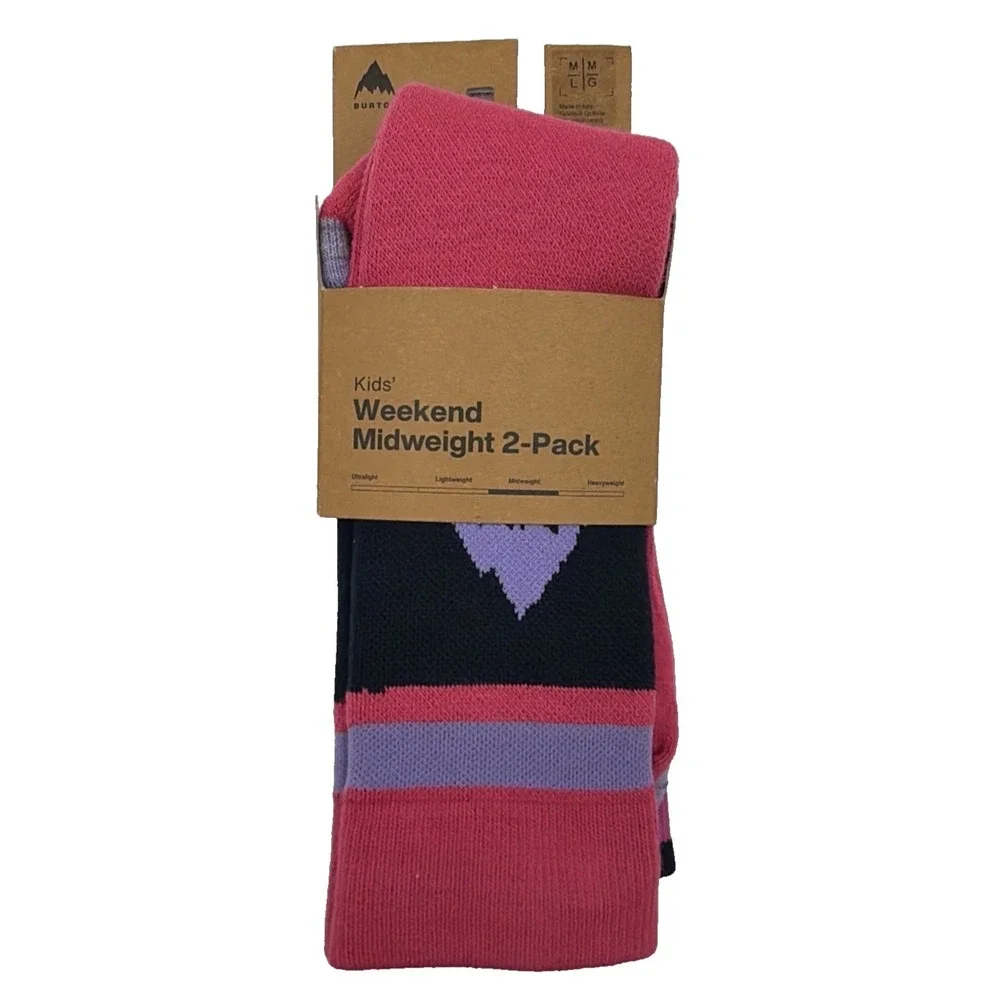 2 Pair NEW Burton Weekend Midweight Kids Medium/Large (2-4) Fuchsia Fusion Socks